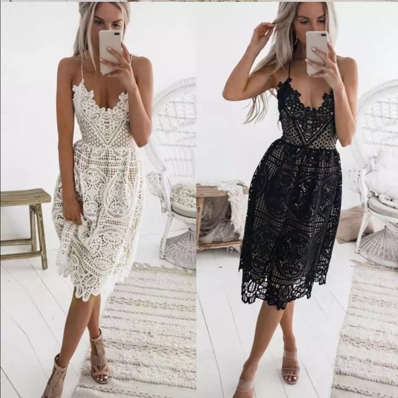 1 Left! Black Crochet Lace Strappy Dress - Picture 8 of 8